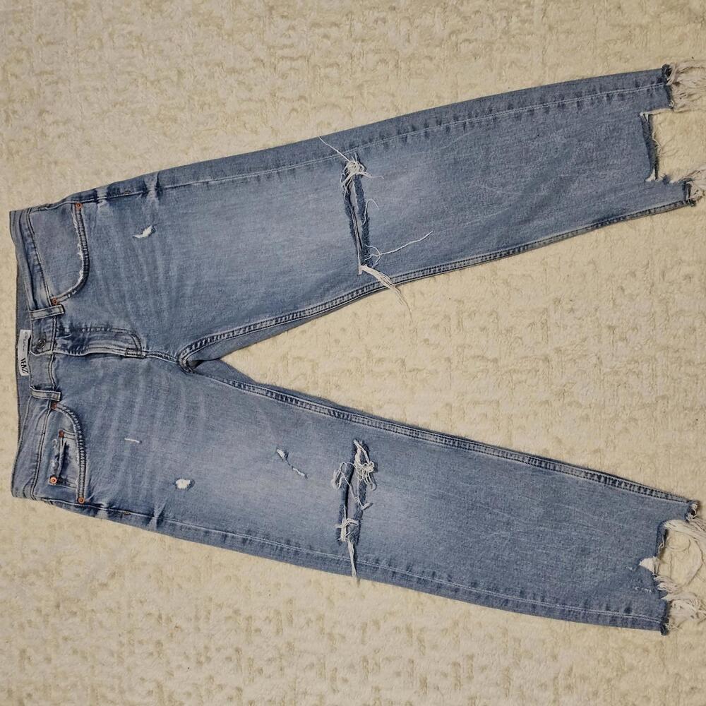 Zara Ripped Skinny Leg Jeans 8 - Picture 2 of 7